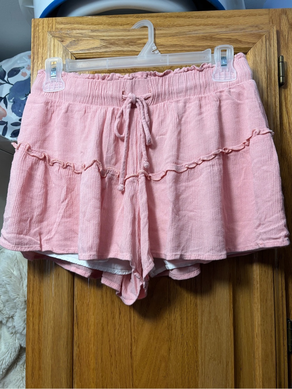 Altar'd State Pink Ruffle Tiered Pull-On Shorts